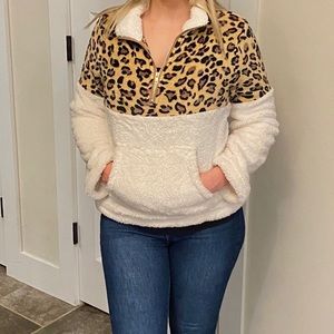 Leopard Print Sherpa Sweater